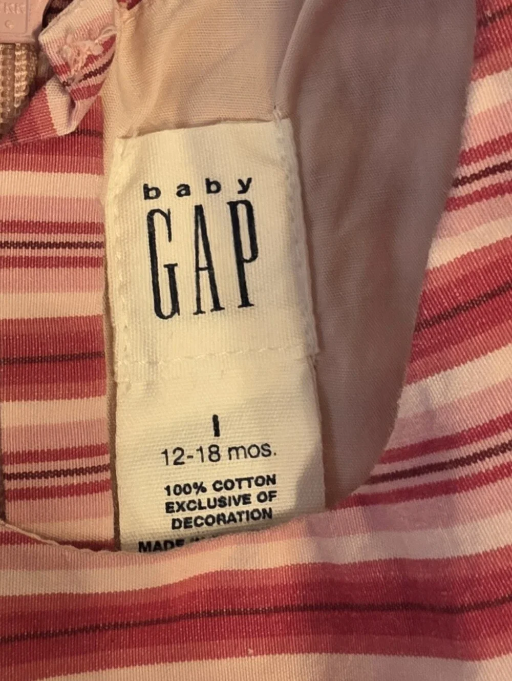 Vintage 2000s Baby GAP Red and Pink Striped Dress